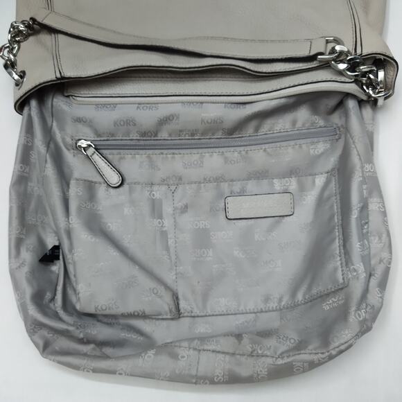 Michael Kors Gray Pebbled Leather Zipper Closure Hobo Shoulder Bag - Picture 10 of 16